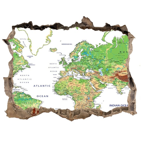 Samoprzylepna dziura na ścianę Mapa świata 120x81, Tulup Tulup