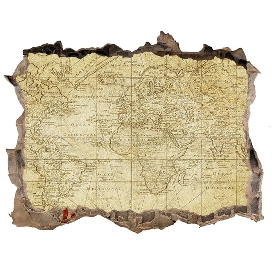 Samoprzylepna dziura na ścianę Stara mapa świata, Tulup Tulup