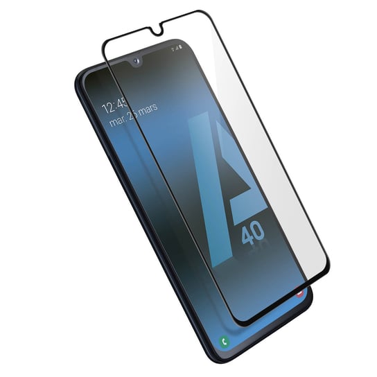 Samsung Galaxy A40 szkło hartowane z fazowanym wykończeniem, odporne na wstrząsy Akashi Black Akashi