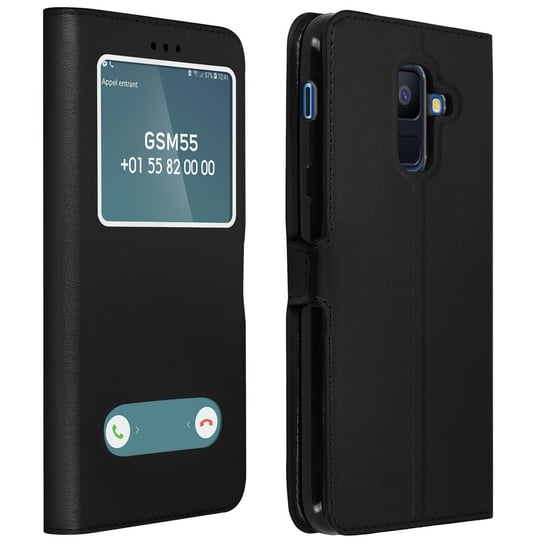Samsung Galaxy A6 Plus Etui z podwójnym okienkiem Podstawka wideo w kolorze czarnym Avizar