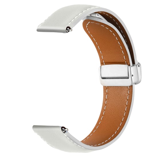 Samsung Galaxy Watch 5 / 5 Pro / 4 Skórzany pasek Zapinany na klamrę magnetyczną Biały Avizar