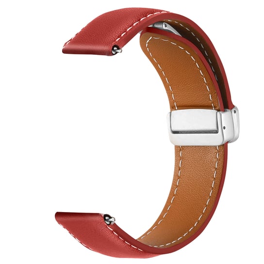 Samsung Galaxy Watch 5 / 5 Pro / 4 Skórzany pasek Zapinany na klamrę magnetyczną Czerwony Avizar