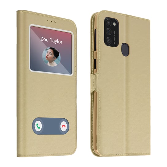 Samsung M21 / M31 / M30s Etui z podwójnym okienkiem Podstawka wideo w kolorze złotym Avizar