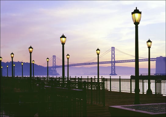 San Francisco Bay Bridge Lights at Dusk., Carol Highsmith - plakat 70x50 cm Galeria Plakatu