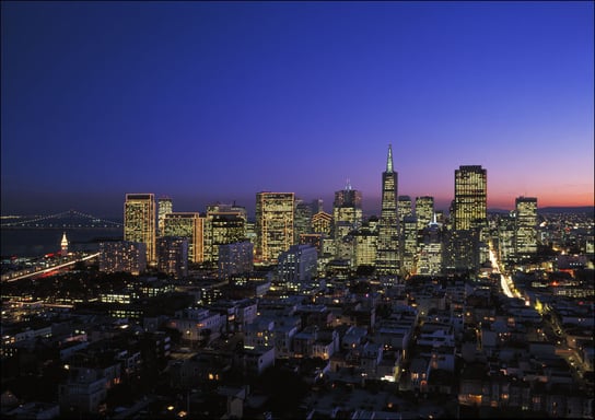 San Francisco skyline at night., Carol Highsmith - plakat 100x70 cm Galeria Plakatu