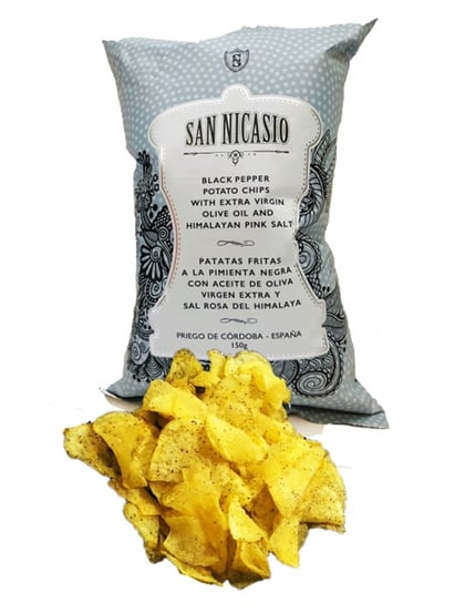 San Nicasio Chipsy Ziemniaczane z Czarnym Pieprzem i Solą Himalajską Pieczone na Oliwie Extra Virgin, 150g Inny producent