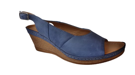 Sandały damskie niebieski koturn 7cm nr.40 Polskie buty