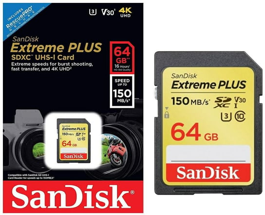 SanDisk SDXC 64GB Extreme 150/60MB/s U3 SDSDXW6-064G-GNCIN class 10 U3 V30 EXTREME PLUS Inny producent