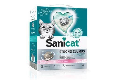 SANICAT Strong Clumps 10 l żwirek bentonitowy biały Baby powder Inny producent