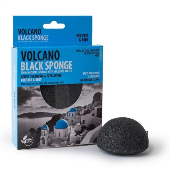 Santo Volcano Spa, Czarna gąbka konjac, 7,5 cm Santo Volcano Spa