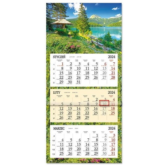 Sapt, kalendarz 2024 trójdzielny płaska główka sb8-13 jezioro w górach SAPT
