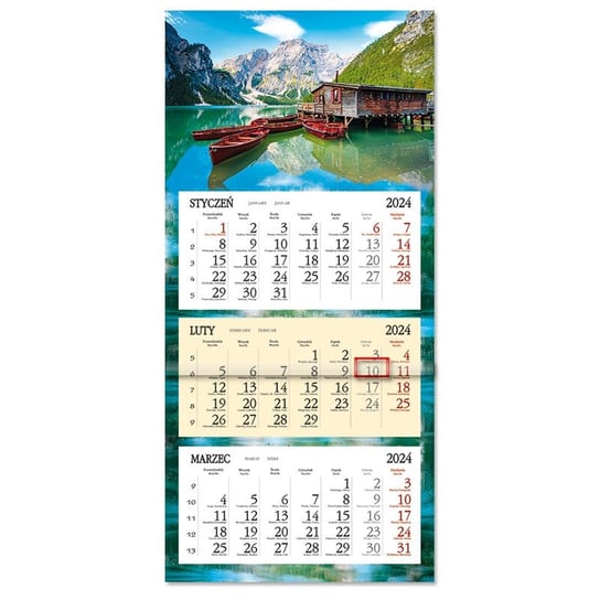 Sapt, kalendarz 2024 trójdzielny płaska główka sb8-9 przystań na górskim jeziorze SAPT