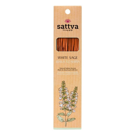 Sattva Natural Indian Incense Naturalne indyjskie kadzidełko White Sage - Biała Szałwia 15 szt. Sattva
