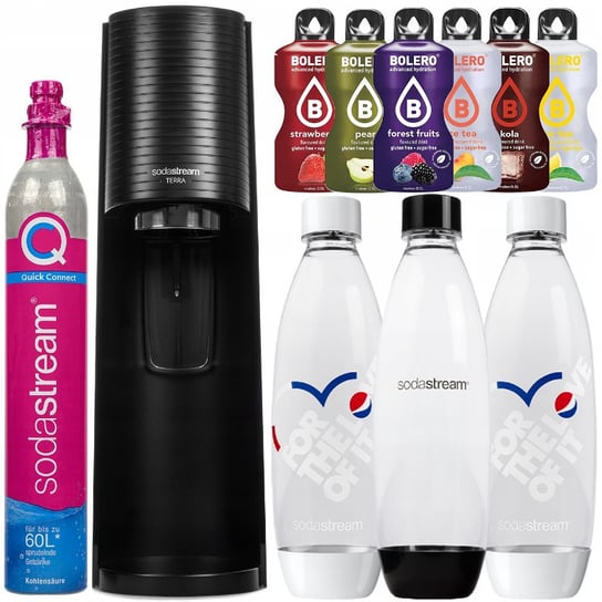 Saturator SodaStream Terra Black jedna butelka + 2 Butelka do Saturatora Sodastream Fuse Biała Pepsi (dek) + bolero SodaStream