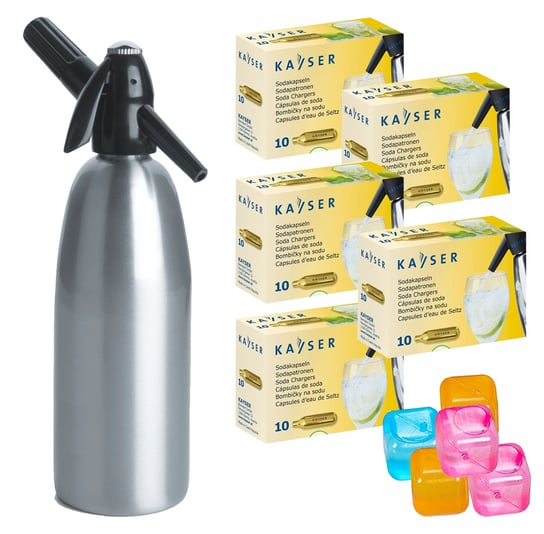 Saturator syfon do wody ART Quick Soda 1 l srebrny + 50 naboi + 5 kostek lodu Art