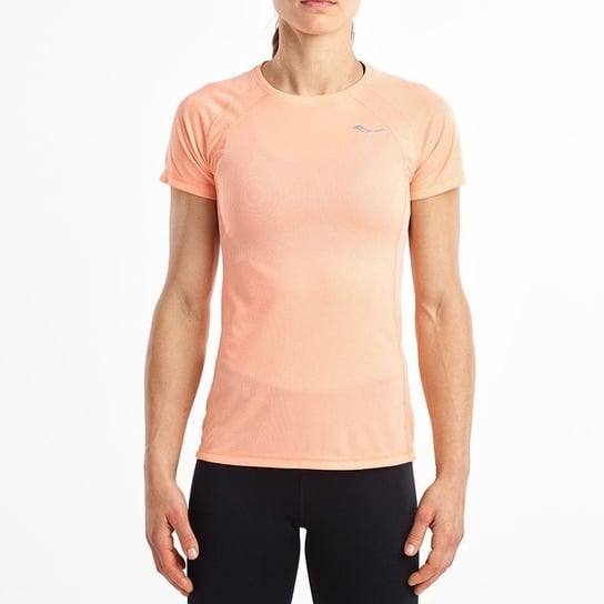 Saucony, Koszulka do biegania damska, HYDRALITE SHORT SLEEVE PEACH NECTAR / SA81538-PN, pomarańczowy, rozmiar S Saucony