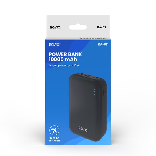 SAVIO BA-07 POWERBANK 10000 mAh, czarny SAVIO