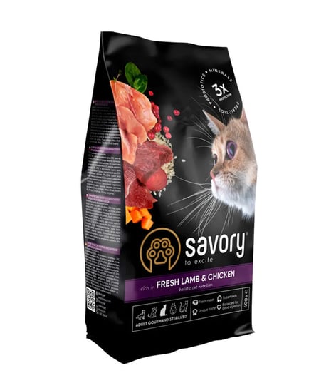 SAVORY KARMA SUCHA Z JAGNIĘCINĄ I KURCZAKIEM DLA KOTÓW DOROSŁYCH STERYLIZOWANYCH 2 KG Savory