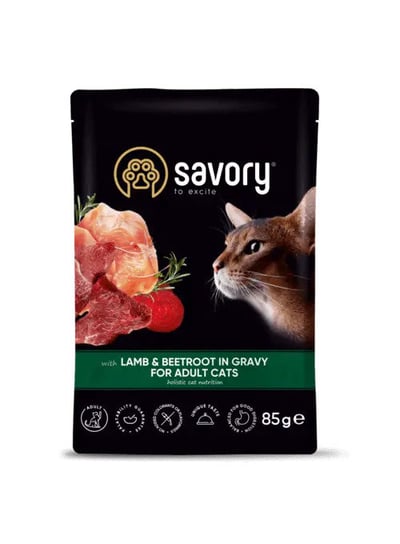 SAVORY SASZETKA DLA DOROSŁEGO KOTA Z JAGNIĘCINĄ I BURAKAMI W SOSIE 85G Savory