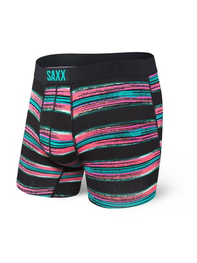 Saxx, Bokserki męskie, Vibe Boxer Brief Black Pulled Stripe, rozmiar S SAXX