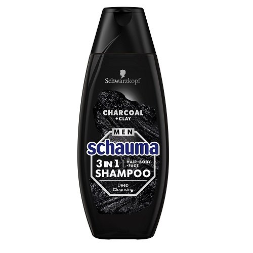 Schauma, Men, szampon dla mężczyzn z węglem i glinką 3w1, 400 ml Schauma