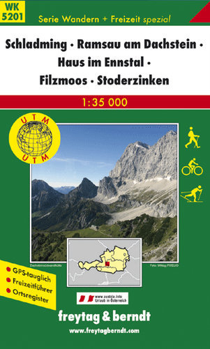 Schladming Ramsau am Dachstein Haus im Ennstal Filzmoos Stoderzinken. Mapa 1:35 000 Freytag & Berndt