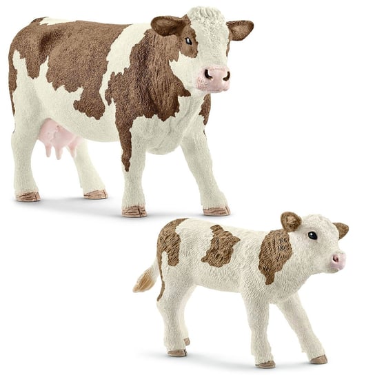 Schleich Farm World - Zestaw figurek krowa i cielę, figurki zwierząt dla dzieci 2 szt Schleich
