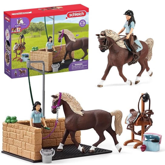 Schleich Horse Club - Myjnia dla koni Emily i Luna, figurki dla dzieci 5+ Schleich