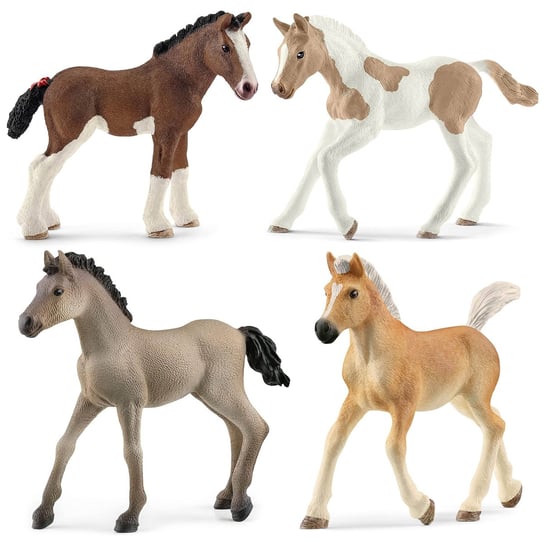 Schleich Horse Club - Zestaw figurek koni, źrebaki figurki zwierząt dla dzieci 4 szt. Schleich