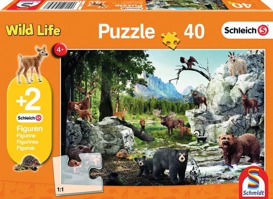 Schleich, puzzle, Zwierzęta lasu + 2 figurki, 40 el. Schleich