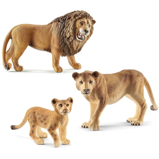 Schleich Wild Life - Zestaw figurek rodzina lwów, figurki zwierząt dla dzieci 3 szt Schleich