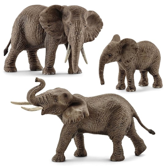 Schleich Wild Life - Zestaw figurek rodzina słoni, figurki zwierząt dla dzieci 3 szt. Schleich