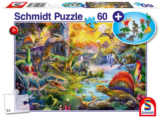 Schmidt, puzzle, Dinozaury + zestaw figurek, 60 el. Schmidt
