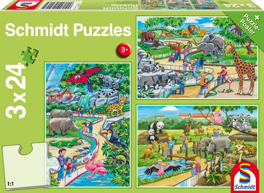 Schmidt, puzzle, Dzień w zoo, 3x24 el. Schmidt