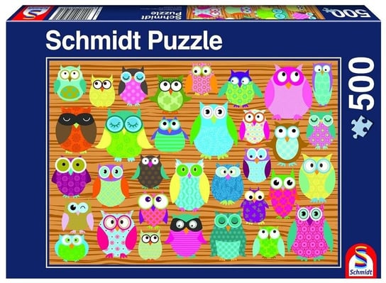 Schmidt, puzzle, Kolorowe sowy Schmidt, 500 el. Schmidt
