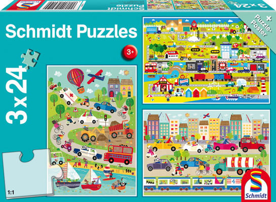 Schmidt, puzzle, Kolorowy świat pojazdów, 3x24 el. Schmidt