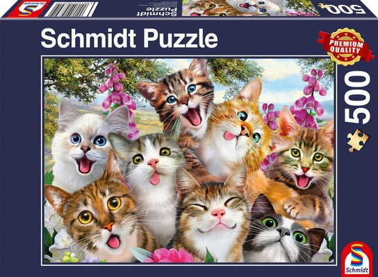 Schmidt, puzzle, Koty robią selfie, 500 el. Schmidt