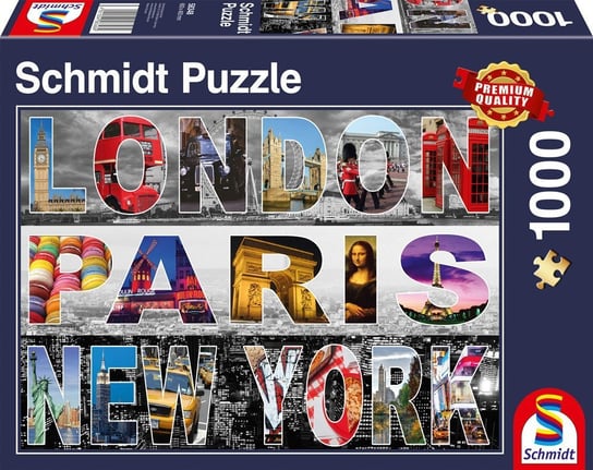 Schmidt, puzzle, Londyn, Paryż, Nowy Jork, 1000 el. Schmidt