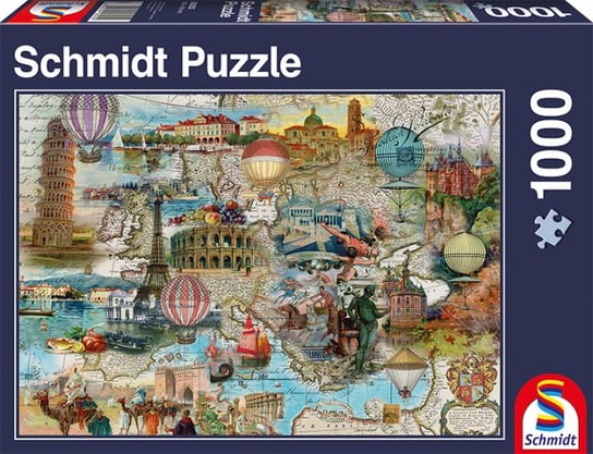 Schmidt, puzzle, Lot balonem przez Europę, 1000 el. Schmidt