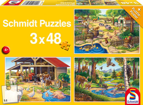 Schmidt, puzzle, Moje ulubione zwierzęta, 3x48 el. Schmidt