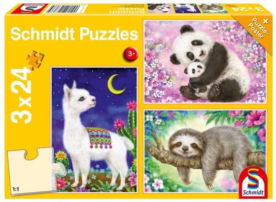 Schmidt, puzzle, Panda, leniwiec, lama, 3x24 el. Schmidt