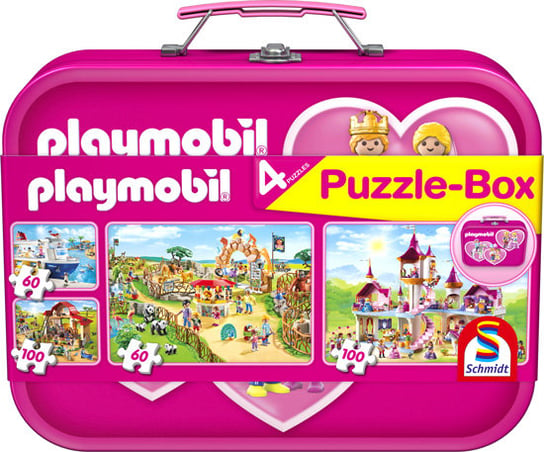 Schmidt, puzzle, Playmobil (różowy), 2x60/2x100 el. Schmidt