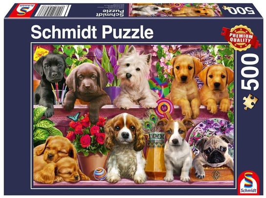Schmidt, puzzle, Psy na półce, 500 el. Schmidt
