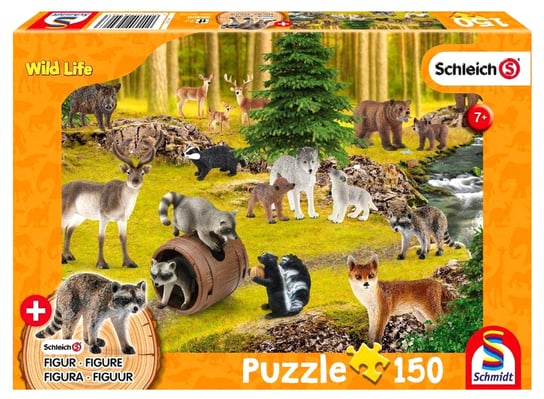 Schmidt, puzzle, Schleich, Zwierzęta w lesie + figurka, 150 el. Schmidt