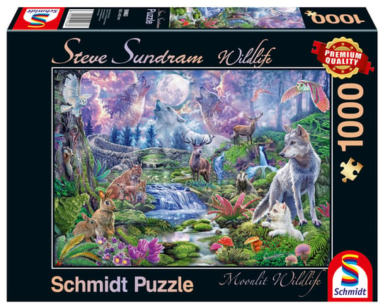 Schmidt, puzzle, Steve Sundram, Zwierzęta w blasku księżyca, 1000 el. Schmidt