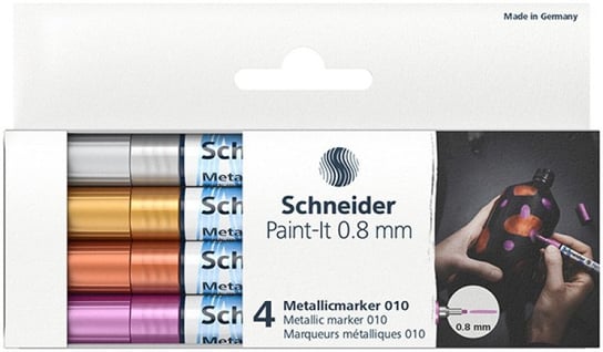 Schneider, marker akrylowy paint-it metalli, 4 sztuki, srebrny, złoty, miedziany, fioletowy Schneider