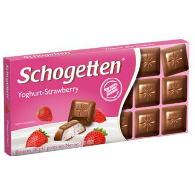 Schogetten, czekolada mleczna o smaku jogurtowo-truskawkowym, 100g Kruger