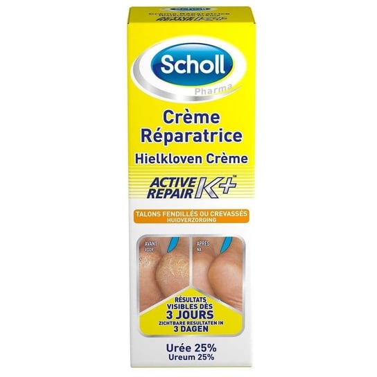 Scholl, Cream Active Repair K+ Cracked Heels krem do stóp na popękane pięty, 60ml Scholl