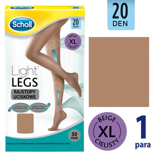 Scholl, Light Legs, rajstopy uciskowe 20 DEN cieliste rozmiar XL, 1 para Scholl