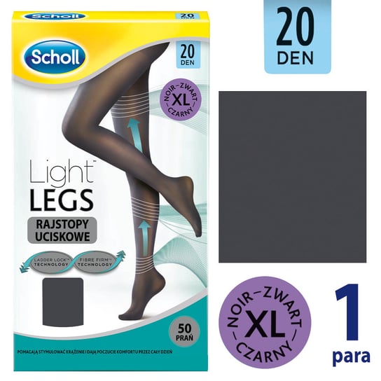Scholl, Light Legs, rajstopy uciskowe 20 DEN czarne rozmiar XL, 1 para Scholl